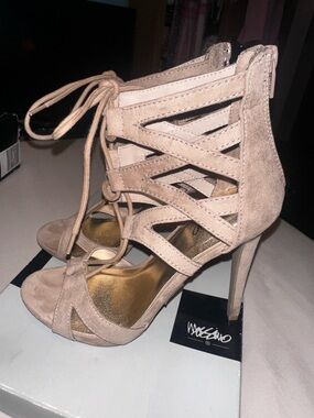 Mossimo Supply Co. Nude Lace-Up Strappy High Heels